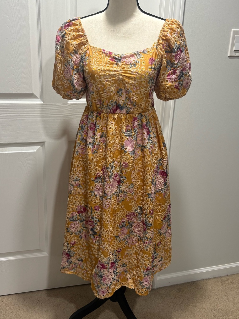 Spring Summer Floral Flowy Midi Dress